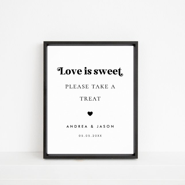 Affiche Bold Retro Script Love is Sweet Favor Mariage Sign (Créateur téléchargé)