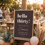 Affiche Bold Typography Brown Modern 30th Birthday Welcome<br><div class="desc">This personalized birthday welcome sign features bold, modern typography in a rich brown tone with ivory cream lettering for a stylish milestone celebration. Customize the name, age, and date to match your event details. Available as a printed poster or a digital download, making it easy to display at an entry...</div>
