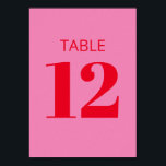 Affiche Bold Typography Pink Red Modern Table Number Sign<br><div class="desc">Bold Typography Bright Pink and Red Modern Bat Mitzvah Table Number Sign</div>