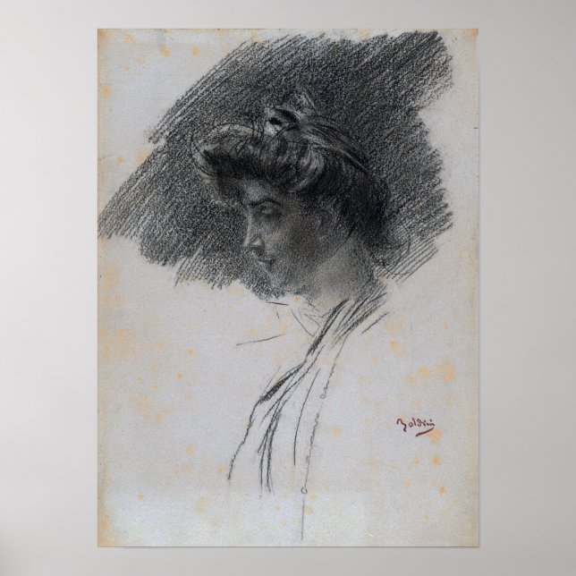 Affiche Boldini - Buste d'une jeune femme de profil (Devant)
