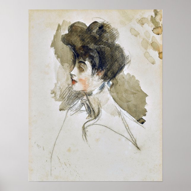 Affiche Boldini - Chef D'Une Femme Qui Regarde À Gauche (Devant)