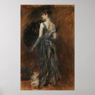 Affiche Boldini - Femme blonde en robe du soir