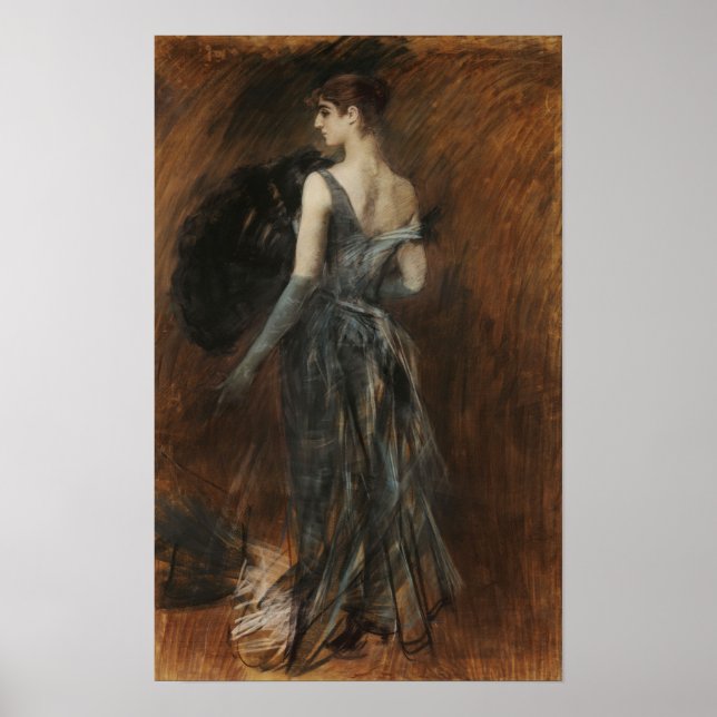 Affiche Boldini - Femme blonde en robe du soir (Devant)