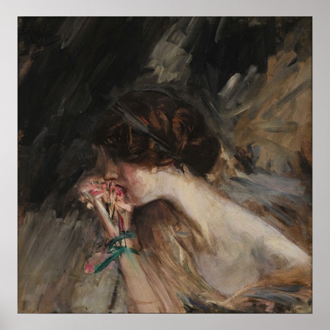 Affiche Boldini - Jeune Femme Avec Une Fleur (Devant)