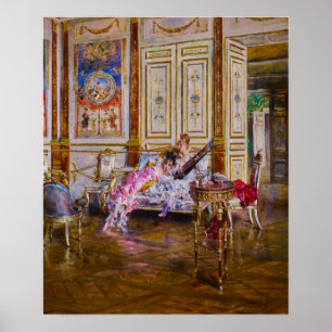 Affiche Boldini - Un joueur de luth et un auditeur