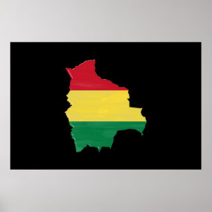 Affiche Bolivia flag and map