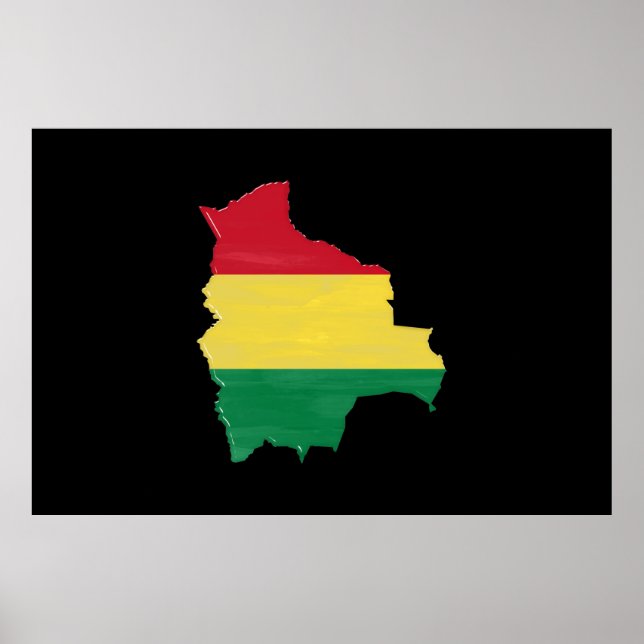 Affiche Bolivia flag and map (Devant)