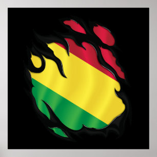 Affiche Bolivie déchiré le drapeau