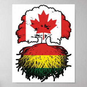 Affiche Bolivie Drapeau canadien des racines d'arbres du C