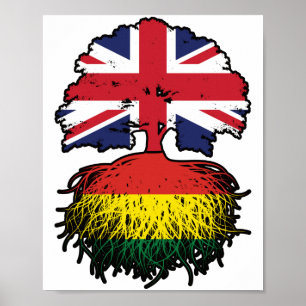 Affiche Bolivie Drapeau des racines d'arbres britanniques