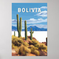Bolivie Illustration Voyage Art Vintage