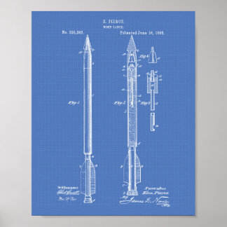 Affiche Bomb Lance 1885 Brevet Art Plan directeur