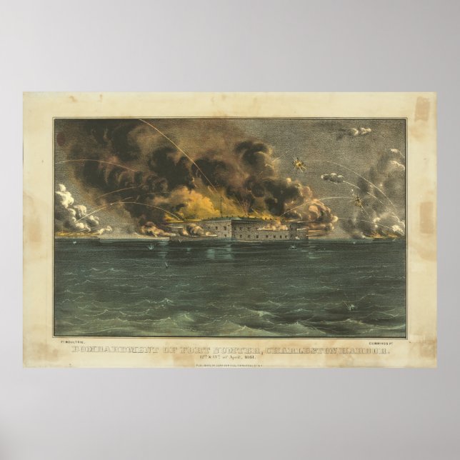 Affiche Bombardement du fort Sumter par Ives (Devant)
