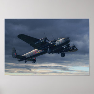 Affiche bombardier Lancaster Avro dans le ciel