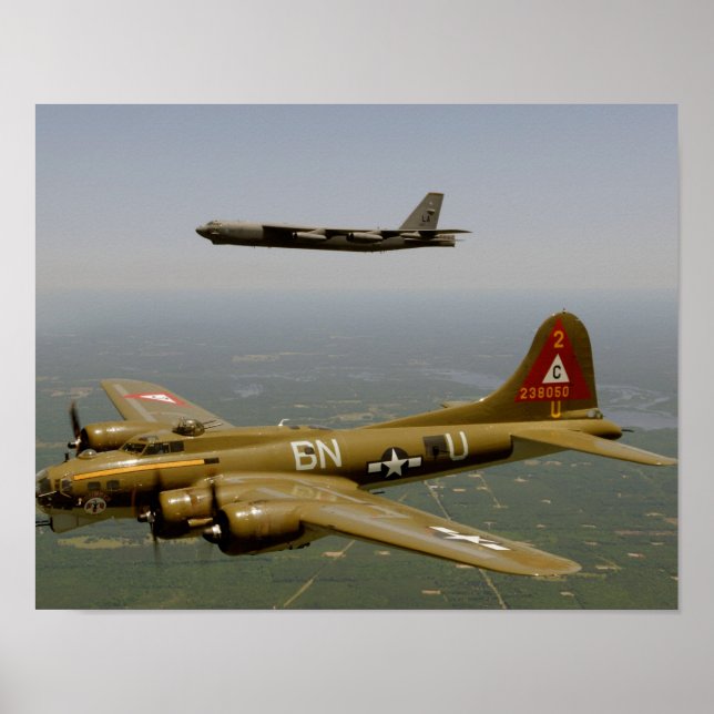 Affiche Bombardiers B17G et B52H en vol (Devant)