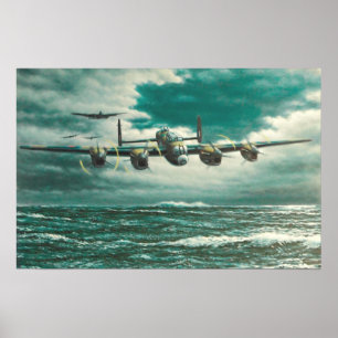 Affiche Bombardiers de Lancaster au-dessus de mer