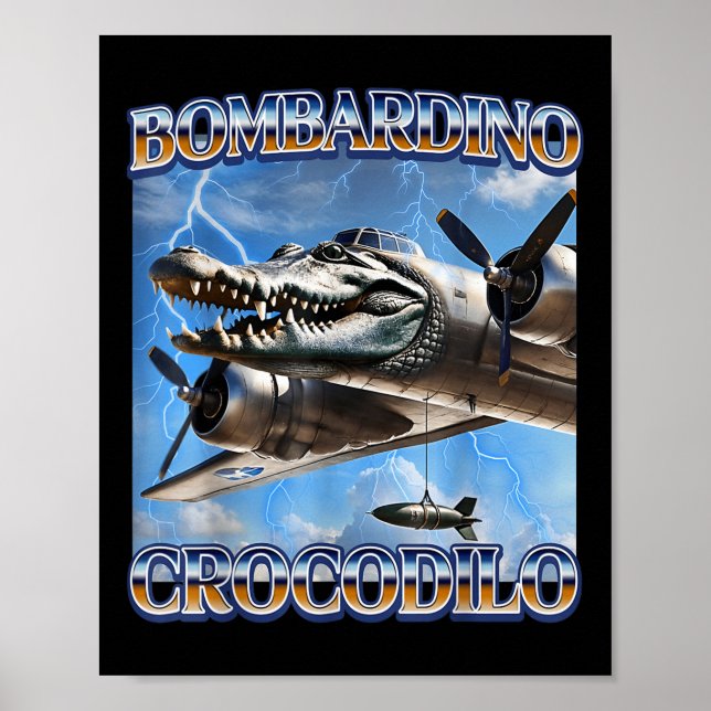 Affiche Bombardino Crocodilo Funny Italien Brainrot mèmes (Devant)
