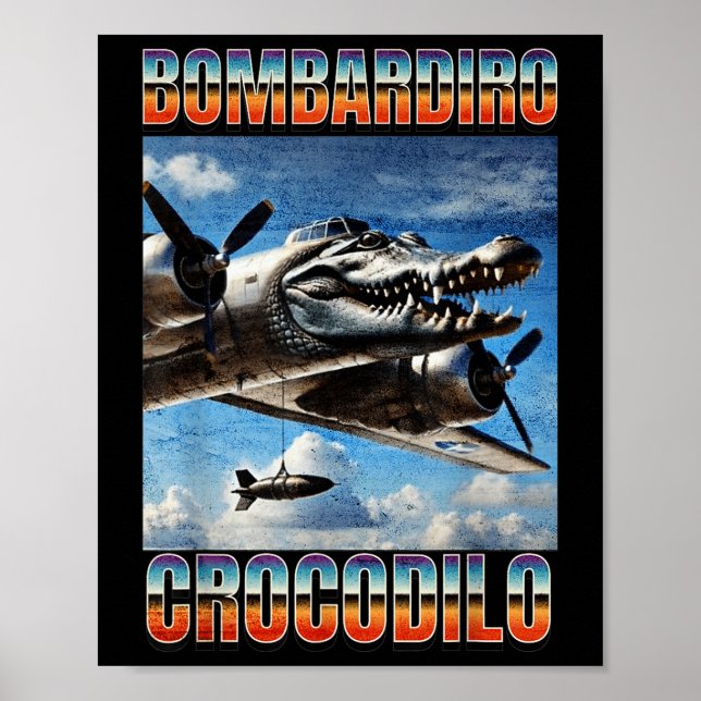 Affiche Bombardiro Crocodilo Funny Branché Italien Brainro (Devant)