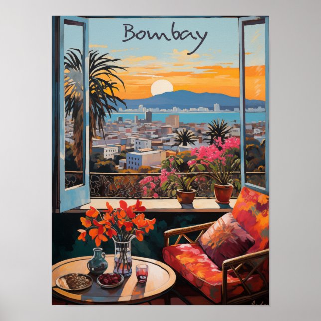 Affiche Bombay Inde Voyage Ville Peinture Esthétique (Devant)