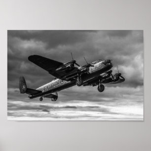 Affiche Bombe Lancaster Dans Le Ciel Mono