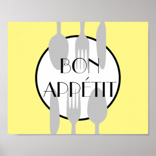 Affiche bon appetit cuisine citation bold moderne chic