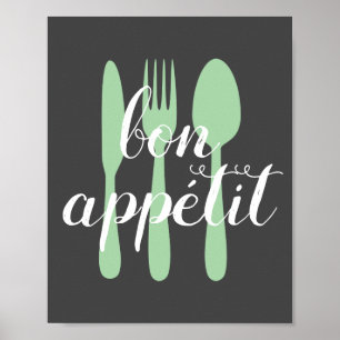 Affiche bon appetit cuisine citation mot art moderne