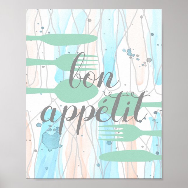 Affiche bon appetit cuisine citation mot art moderne (Devant)