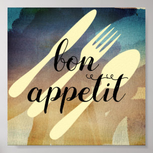 Affiche bon appetit cuisine citation mot art moderne