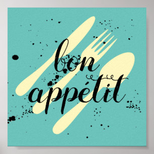 Affiche bon appetit cuisine citation mot art moderne