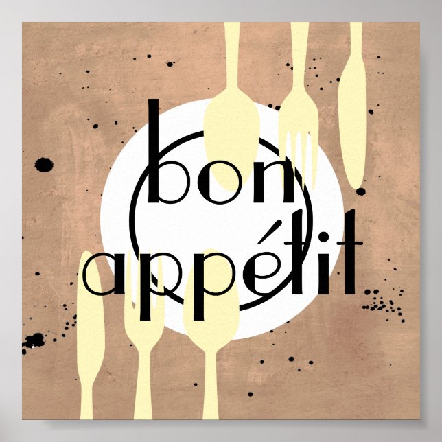 Affiche bon appetit cuisine citation mot art moderne (Devant)