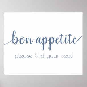 Affiche Bon appétit simple   Dusty Blue Any Event Sign
