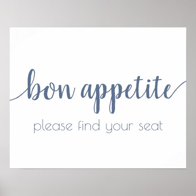 Affiche Bon appétit simple | Dusty Blue Any Event Sign (Devant)