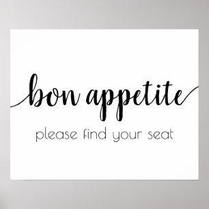 Affiche Bon appétit simple Script noir Tout événement Si