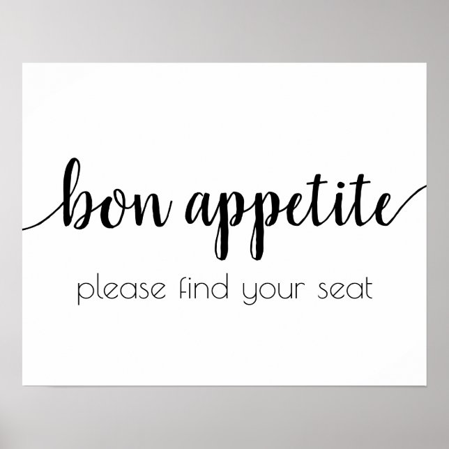 Affiche Bon appétit simple | Script noir Tout événement Si (Devant)