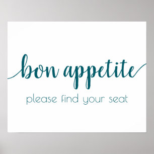 Affiche Bon appétit simple Turquoise Aqua Any Event Sign