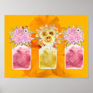 Affiche Bon ensemble de chance trois bouquet de bouteille