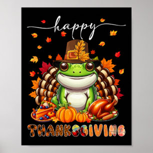 Affiche Bon thanksgiving Costume de grenouille Turquie Feu