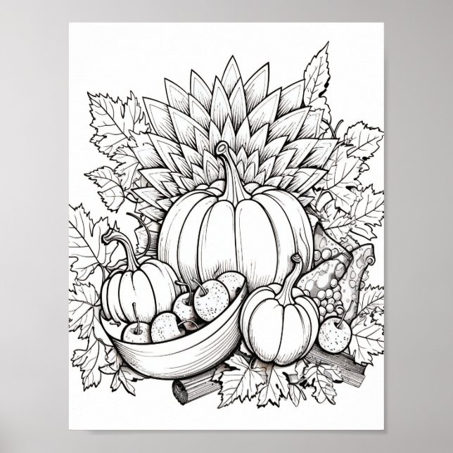 Affiche Bon thanksgiving Couleur adulte (Devant)