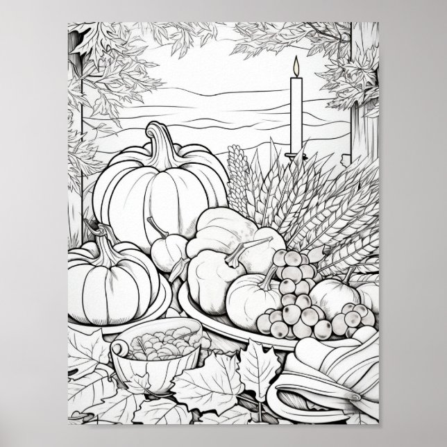Affiche Bon thanksgiving Couleur adulte (Devant)