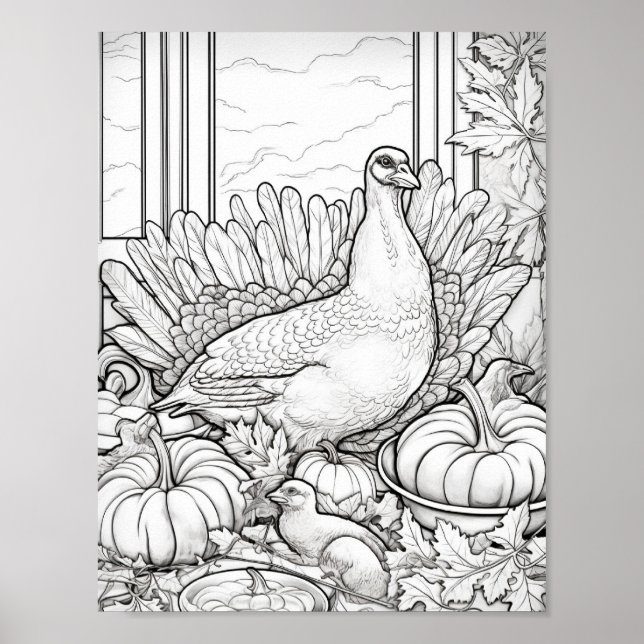 Affiche Bon thanksgiving Couleur adulte (Devant)