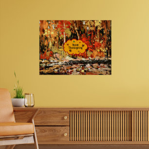 Affiche "Bon thanksgiving", couleurs de l'automne,
