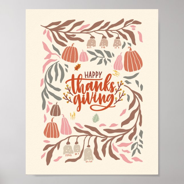Affiche Bon thanksgiving de récolte rétro (Devant)