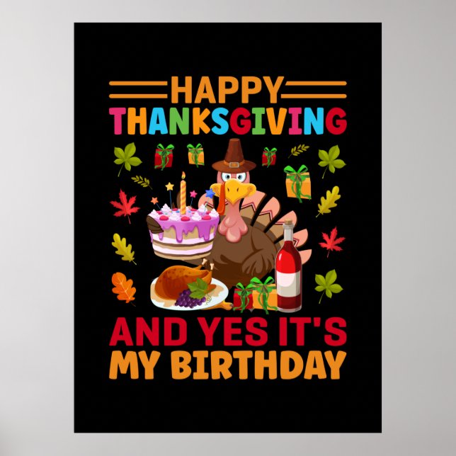 Affiche Bon thanksgiving Et C'Est Mon Anniversaire (Devant)