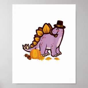 Affiche Bon thanksgiving Holiday Cute Stegosaurus Dinosa