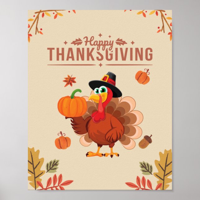 Affiche Bon thanksgiving turc beige (Devant)