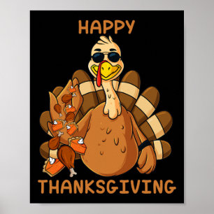 Affiche Bon thanksgiving Turquie Jeter de la nourriture am