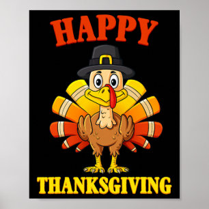 Affiche Bon thanksgiving Turquie Pèlerin Garçons Filles En