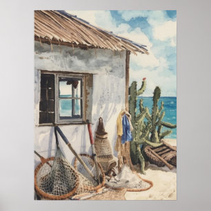 Affiche Bonaire cabane à poissons