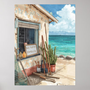 Affiche Bonaire cabane à poissons