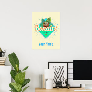 Affiche Bonaire Caraïbes vacances rétro île vintage